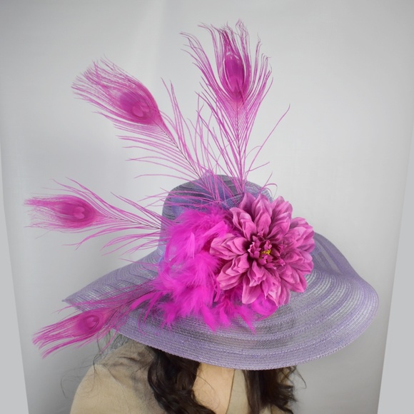 Pink Purple Peacock Feather Flower Kentucky Derby
